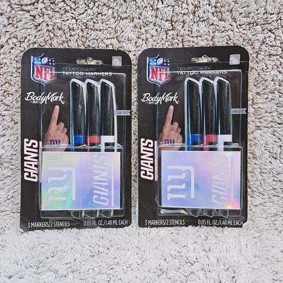 NFL Other - BodyMark temporary tattoo NY GIANTS stencils markers GAME DAY Superbowl Football